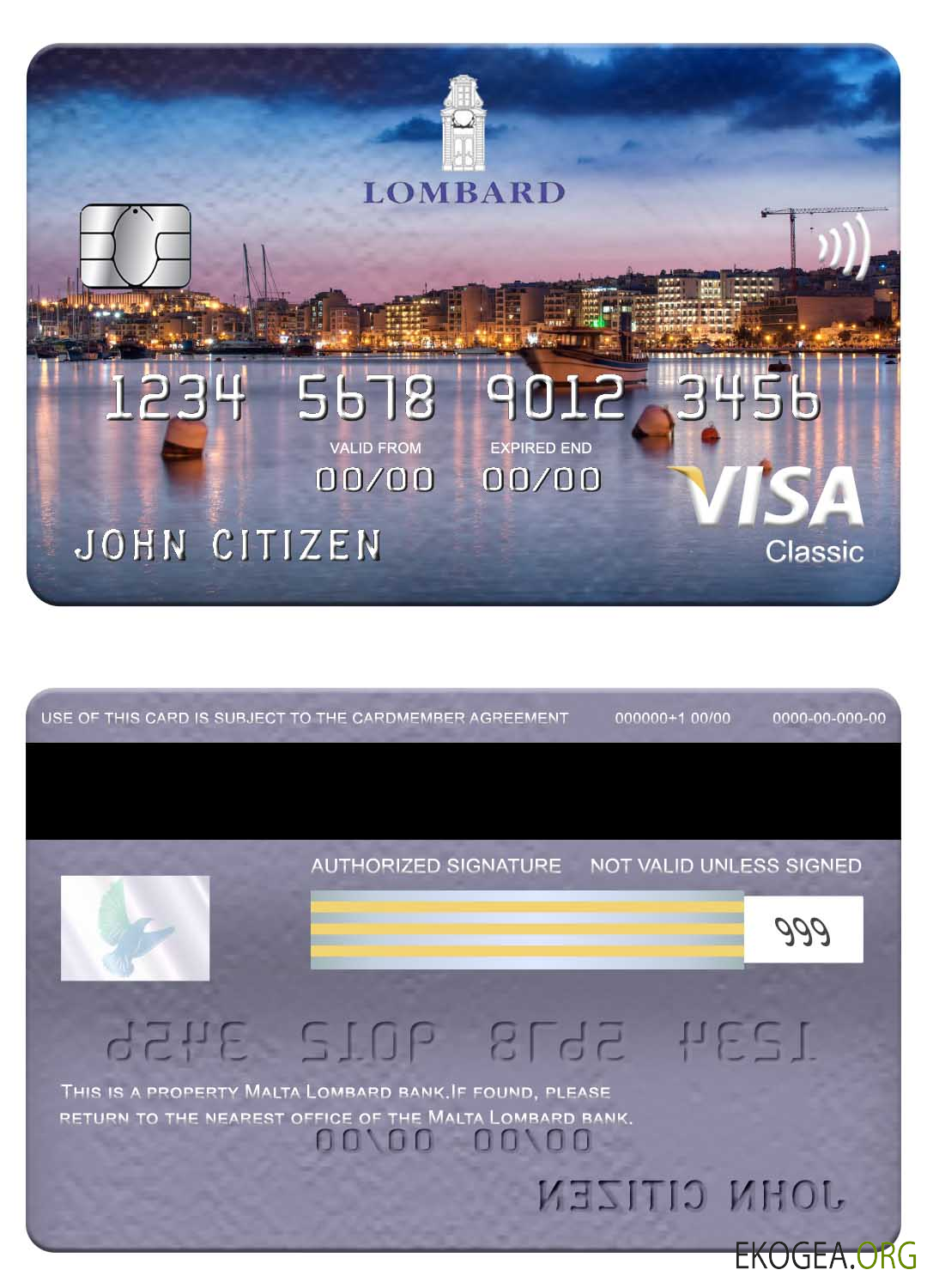 Carte visa classique de la Banque Lombard de Malte
